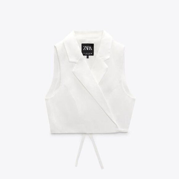 Zara Tops - Zara Linen Blend Tailored Vest in Oyster White, Size XS